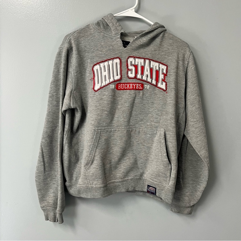 ohio state hoodie j america grey v cut neck vintage large‎ see measurements